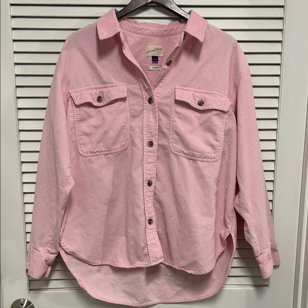 Pink Corduroy Oversized Button Up Shirt - Picture 1 of 5